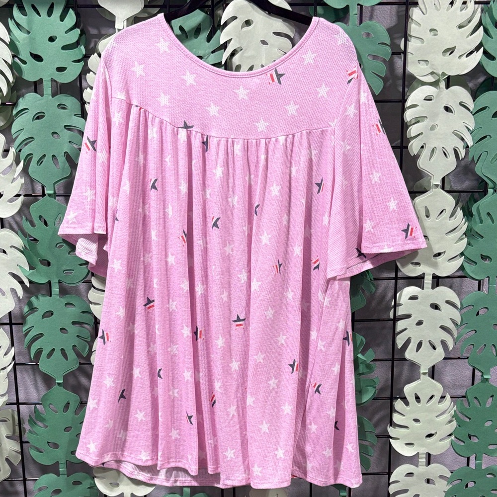 Pink Star Women's Short Sleeve Top NWOT